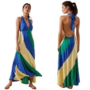 💥HP💥 NWT Free People Color Block Halter Top Maxi Dress